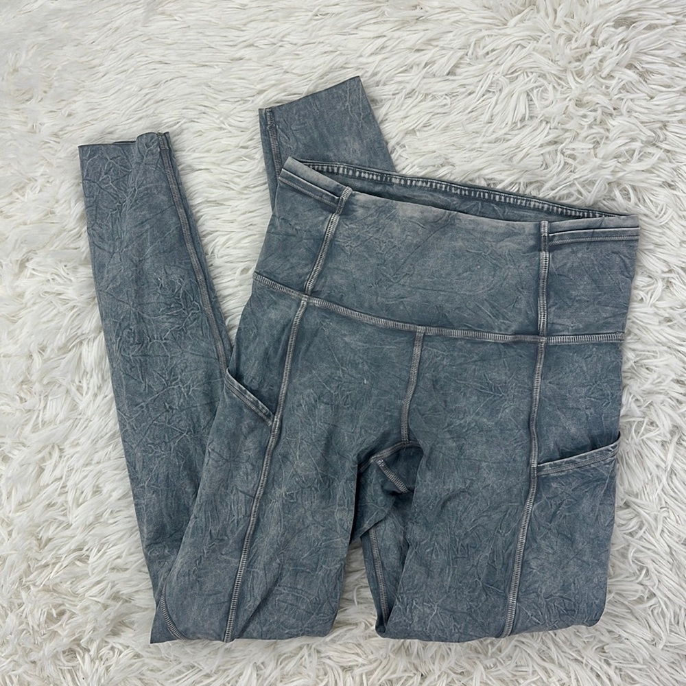 Lululemon Fast and Free High Rise Tight 25" *Ice Dye Ice Wash Asphalt Grey